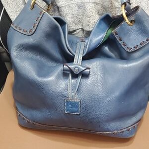 Dooney & Bourke Vintage Blue Florentine Toggle Bucket Bag RARE